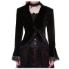 Women Gothic Corset Coat Lace Trim Velvet Jacket Fitted BLACK Retro Victorian Lolita Clothing